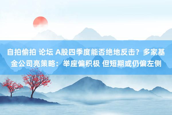 自拍偷拍 论坛 A股四季度能否绝地反击？多家基金公司亮策略：举座偏积极 但短期或仍偏左侧