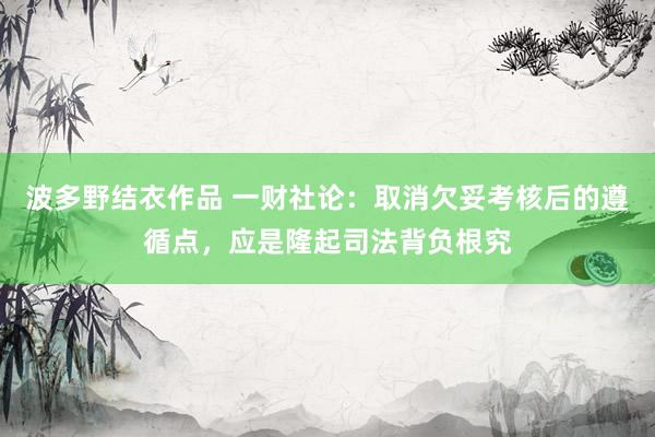 波多野结衣作品 一财社论：取消欠妥考核后的遵循点，应是隆起司法背负根究