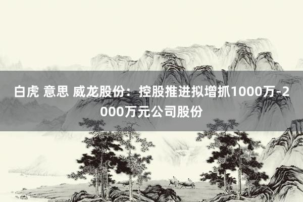 白虎 意思 威龙股份：控股推进拟增抓1000万-2000万元公司股份