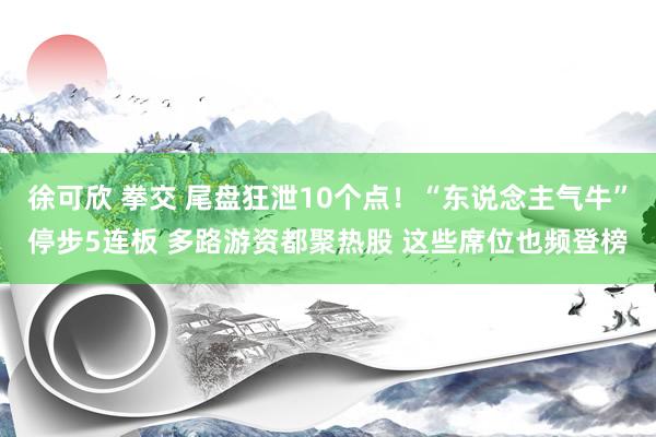 徐可欣 拳交 尾盘狂泄10个点！“东说念主气牛”停步5连板 多路游资都聚热股 这些席位也频登榜