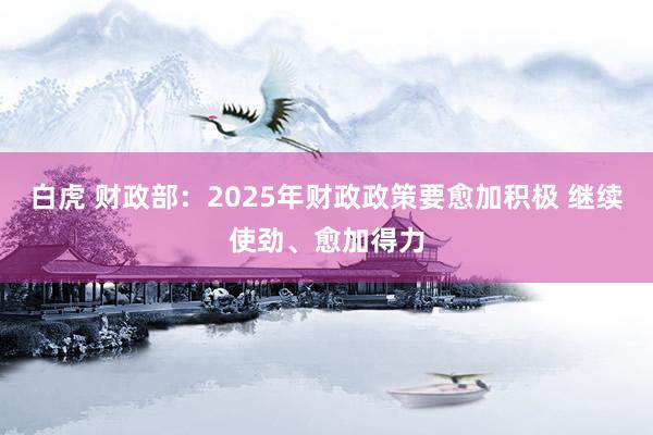白虎 财政部：2025年财政政策要愈加积极 继续使劲、愈加得力